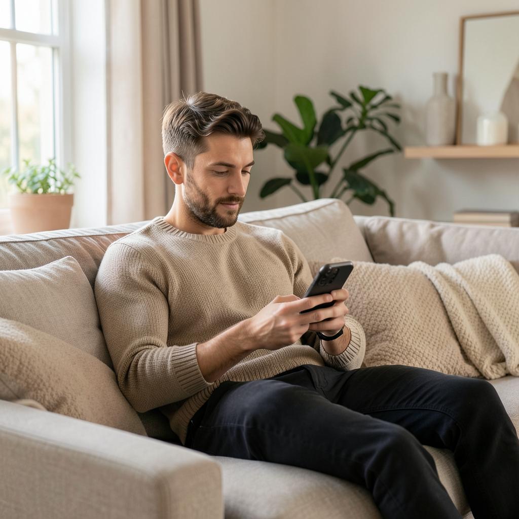 Person completing a private online health intake