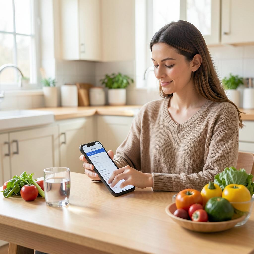 Person completing a private online health intake